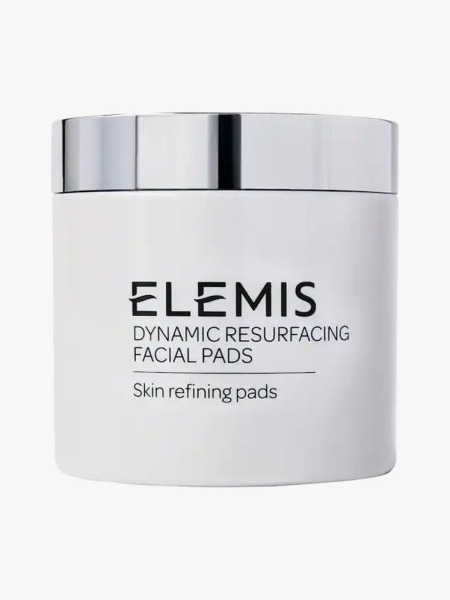 Elemis Dynamic Resurfacing Facial Pads in branded tub component on a light gray background